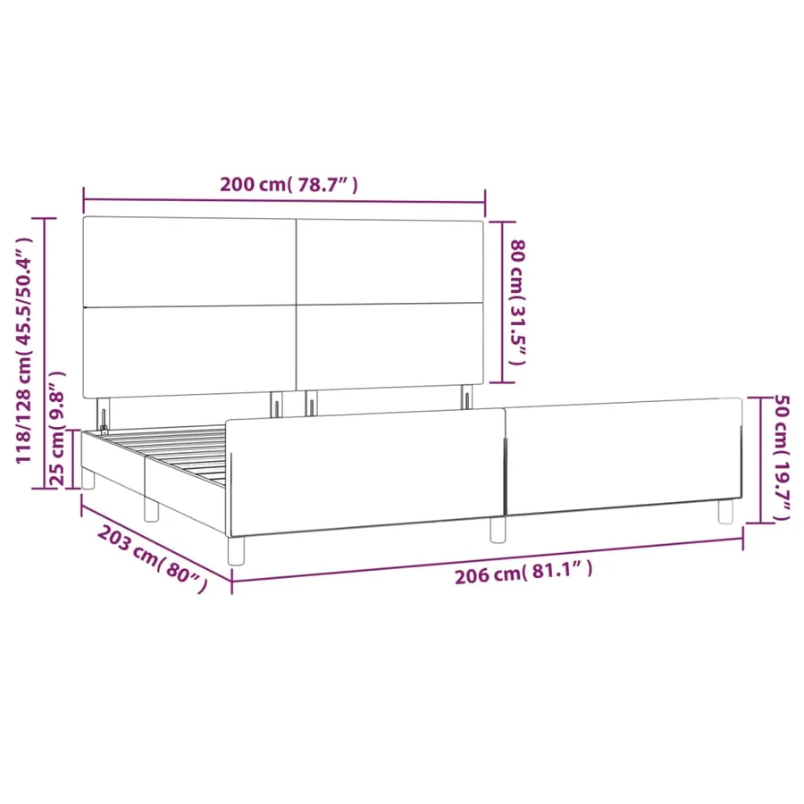 Cadre de lit sans matelas rose 200x200 cm velours - 14