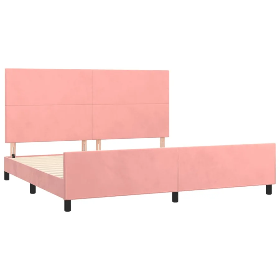 Cadre de lit sans matelas rose 200x200 cm velours - 4