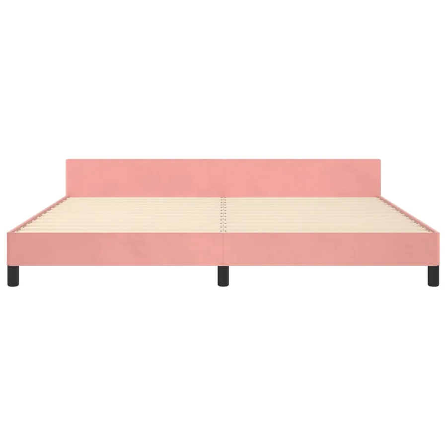 Cadre de lit sans matelas rose 200x200 cm velours - 6