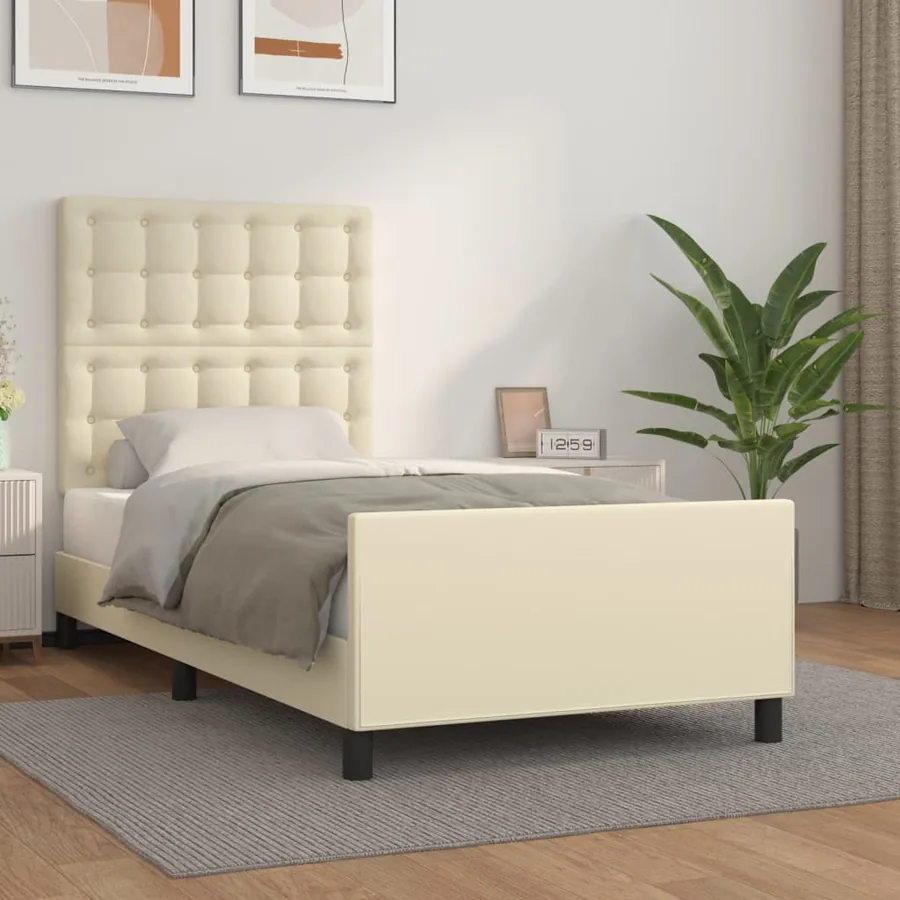 Cadre de lit sans matelas crème 100x200 cm similicuir