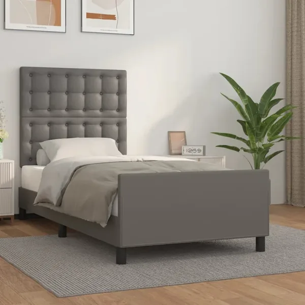 Cadre de lit sans matelas gris 80x200 cm similicuir