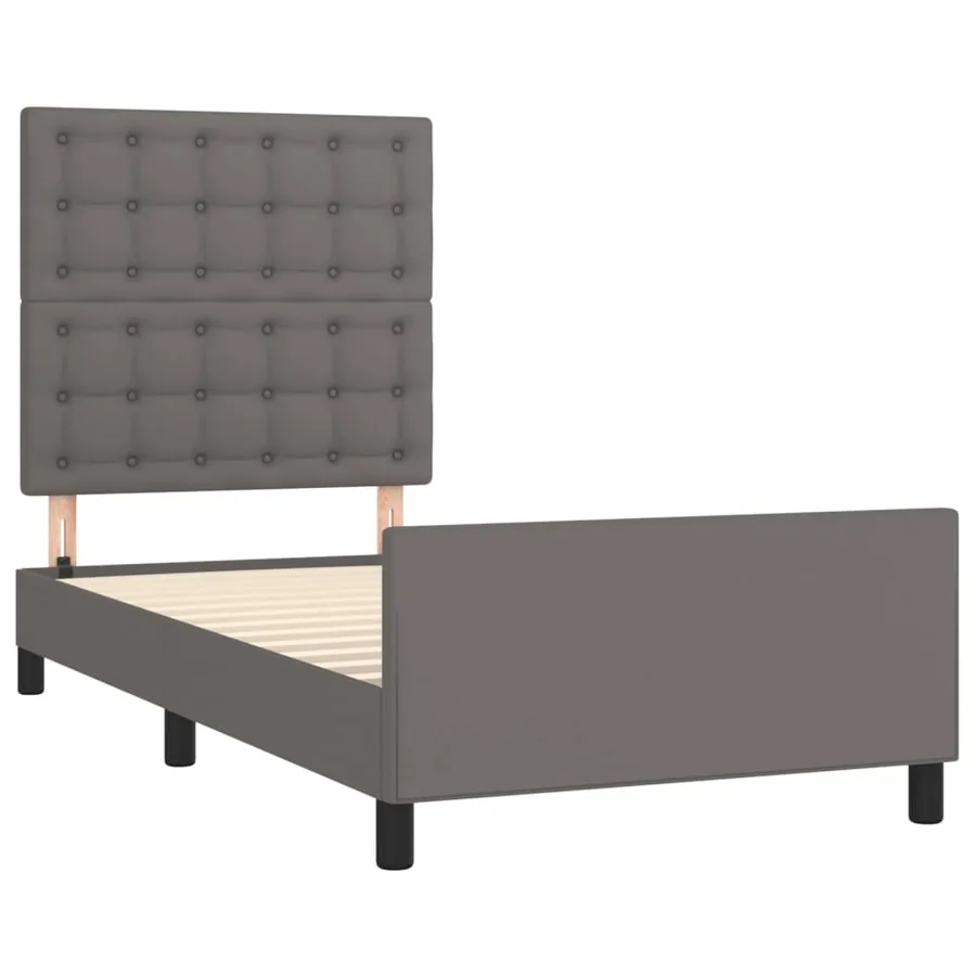 Cadre de lit sans matelas gris 80x200 cm similicuir - 4