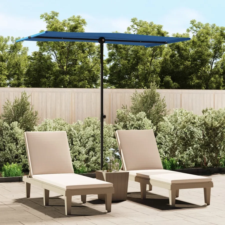 Parasol de jardin avec mât en aluminium 180x110 cm Bleu azuré
