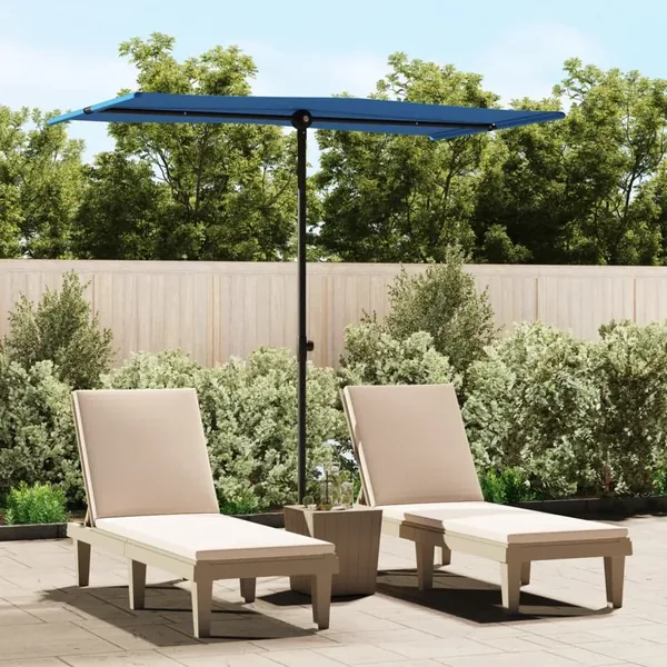 Parasol de jardin avec mât en aluminium 180x110 cm Bleu azuré
