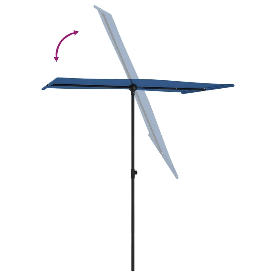 Parasol de jardin avec mât en aluminium 180x110 cm Bleu azuré - 6