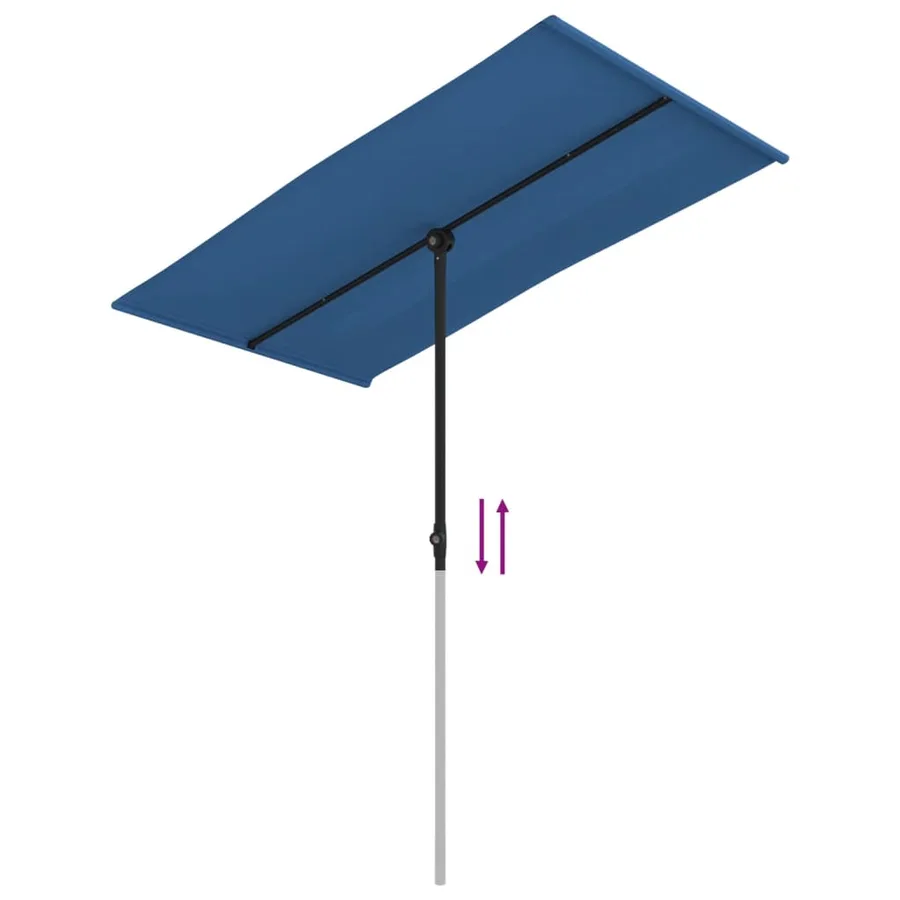 Parasol de jardin avec mât en aluminium 180x110 cm Bleu azuré - 7