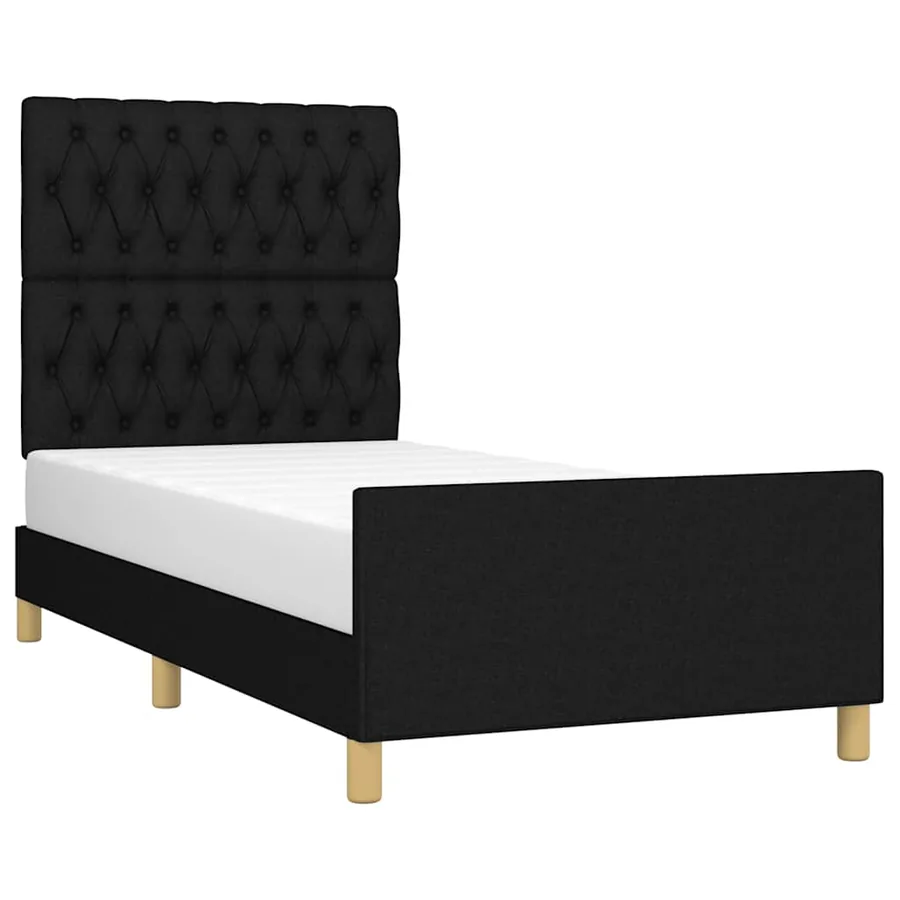 Cadre de lit sans matelas noir 90x200 cm tissu - 3