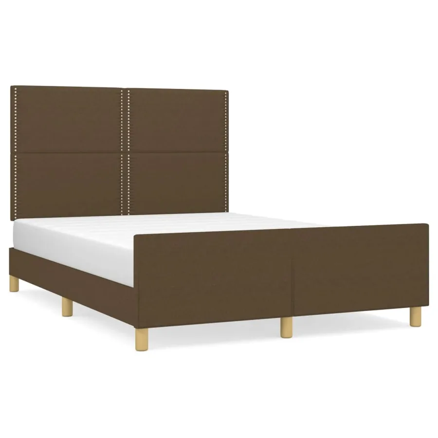 Cadre de lit sans matelas marron foncé 140x200 cm tissu - 2