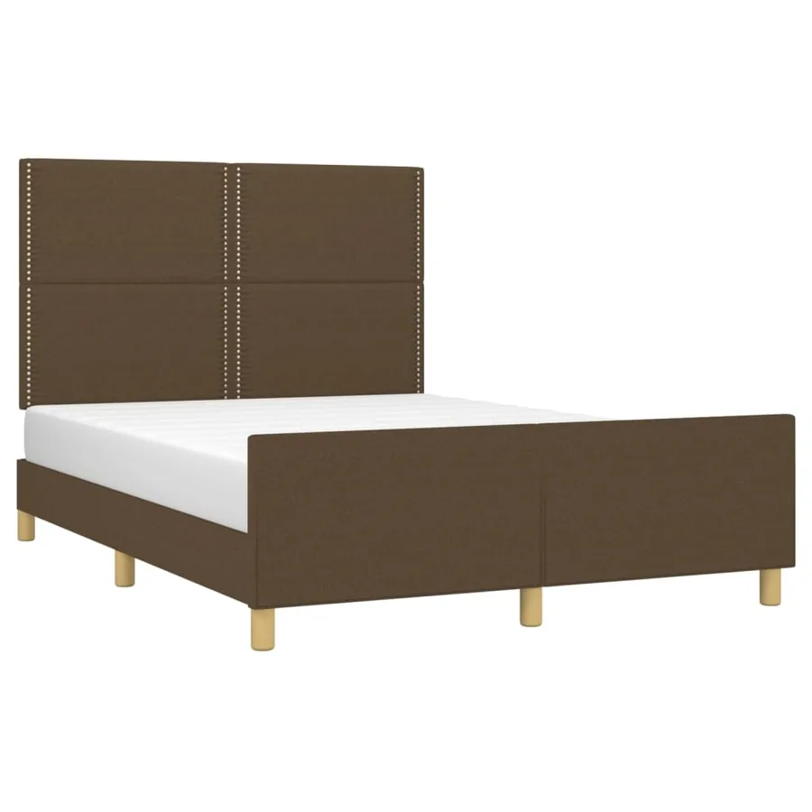 Cadre de lit sans matelas marron foncé 140x200 cm tissu - 3