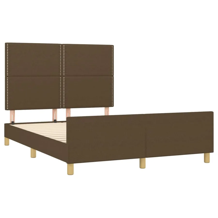 Cadre de lit sans matelas marron foncé 140x200 cm tissu - 4