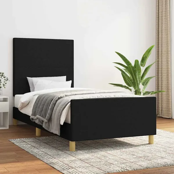Cadre de lit sans matelas noir 80x200 cm tissu