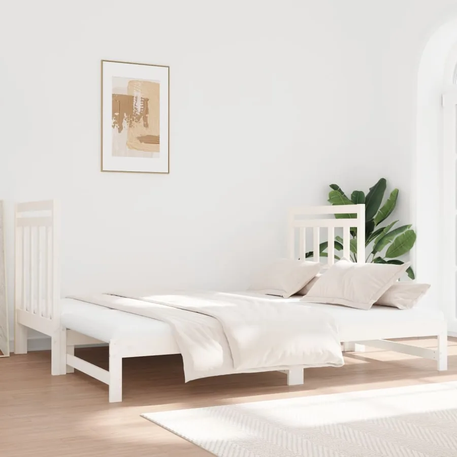 Lit coulissant sans matelas blanc 2x(90x190) cm - 6