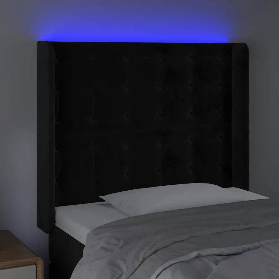 Tête de lit à LED Noir 103x16x118/128 cm Velours - 4