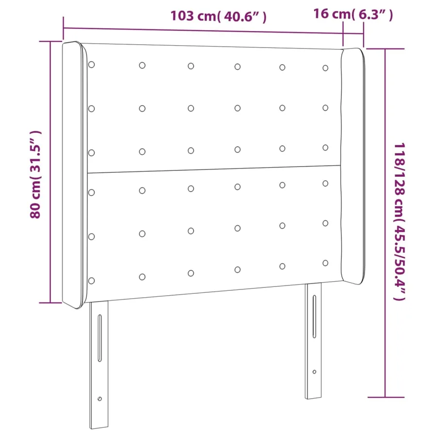 Tête de lit à LED Crème 103x16x118/128 cm Tissu - 6