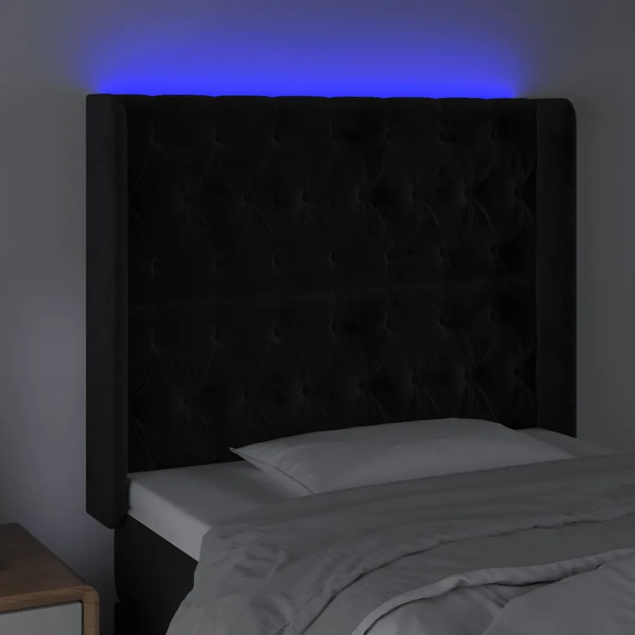 Tête de lit à LED Noir 103x16x118/128 cm Velours - 4