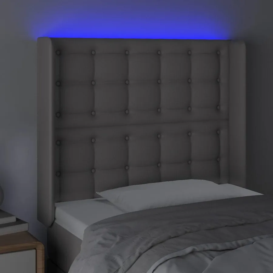 Tête de lit à LED Gris 83x16x118/128 cm Similicuir - 4