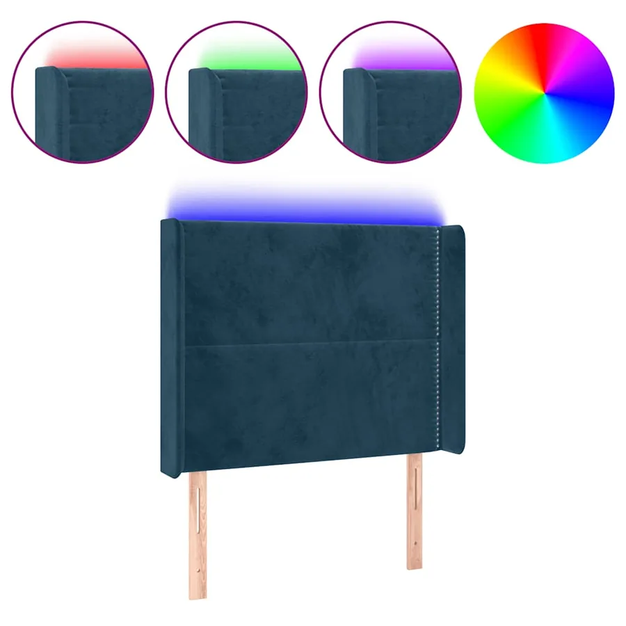Tête de lit à LED Bleu foncé 93x16x118/128 cm Velours - 2