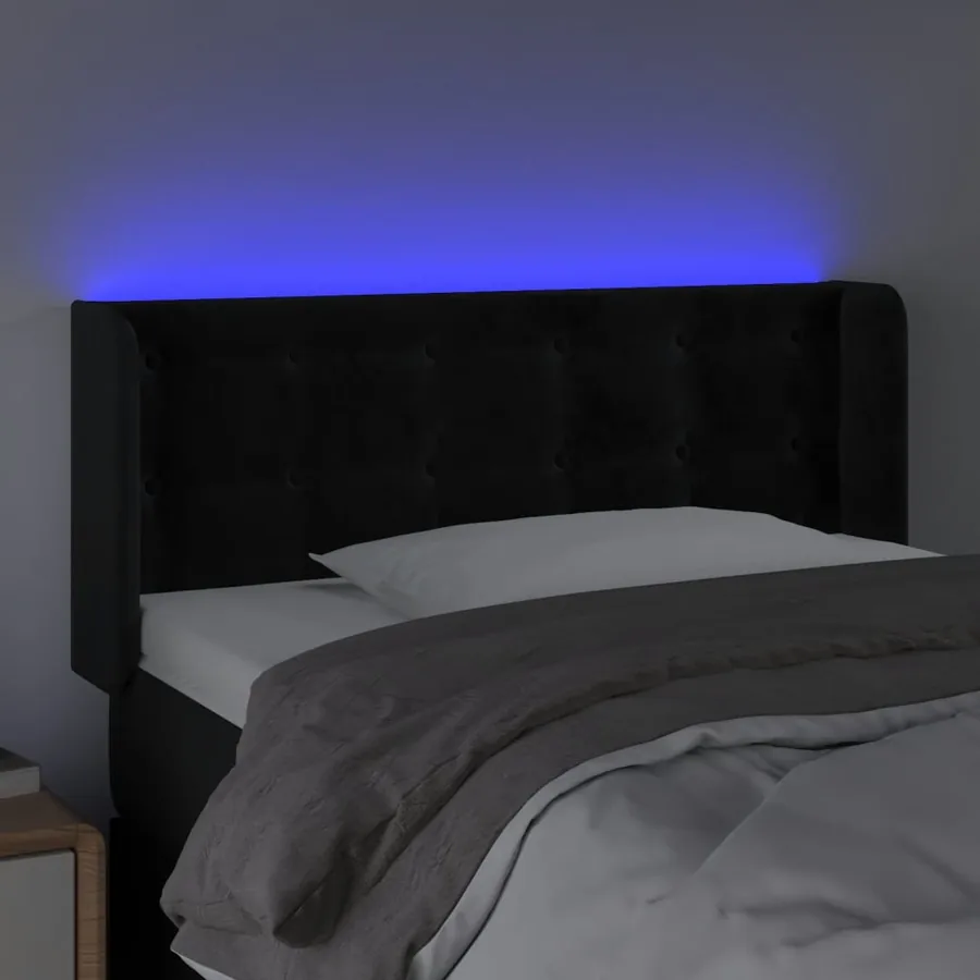 Tête de lit à LED Noir 83x16x78/88 cm Velours - 4