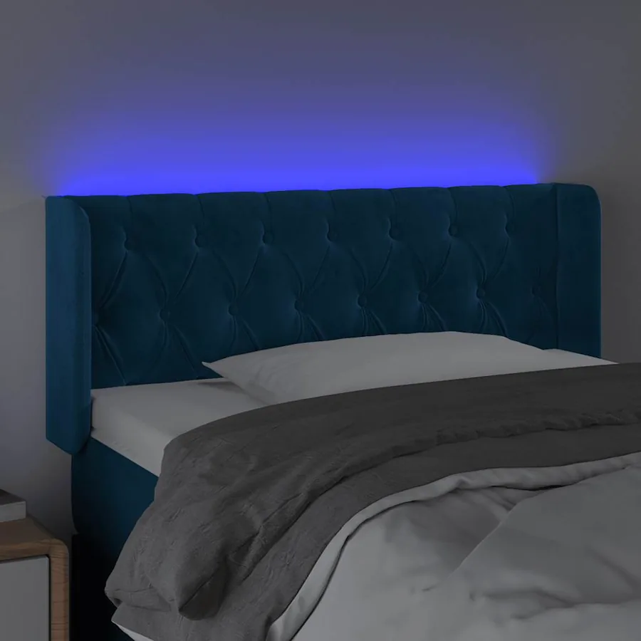 Tête de lit à LED Bleu foncé 103x16x78/88 cm Velours - 4