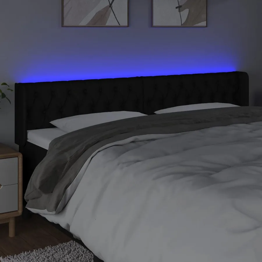 Tête de lit à LED Noir 183x16x78/88 cm Tissu - 4