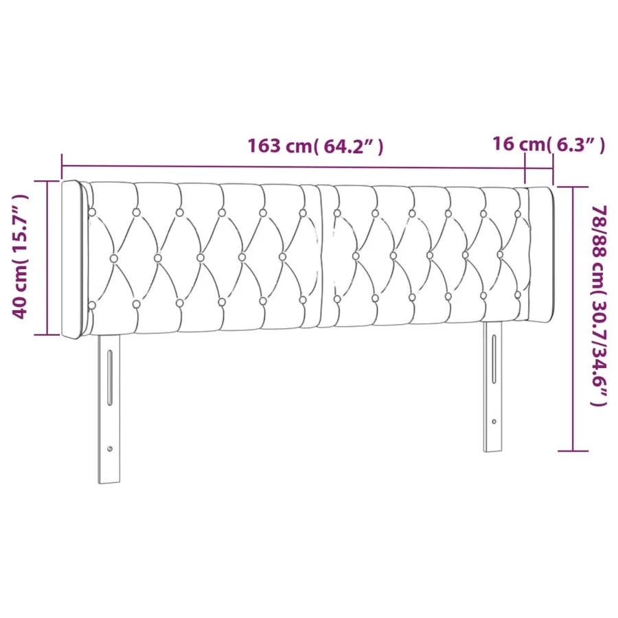 Tête de lit à LED Crème 163x16x78/88 cm Tissu - 6
