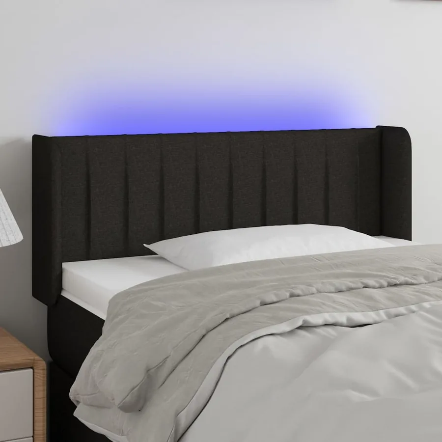 Tête de lit à LED Noir 83x16x78/88 cm Tissu