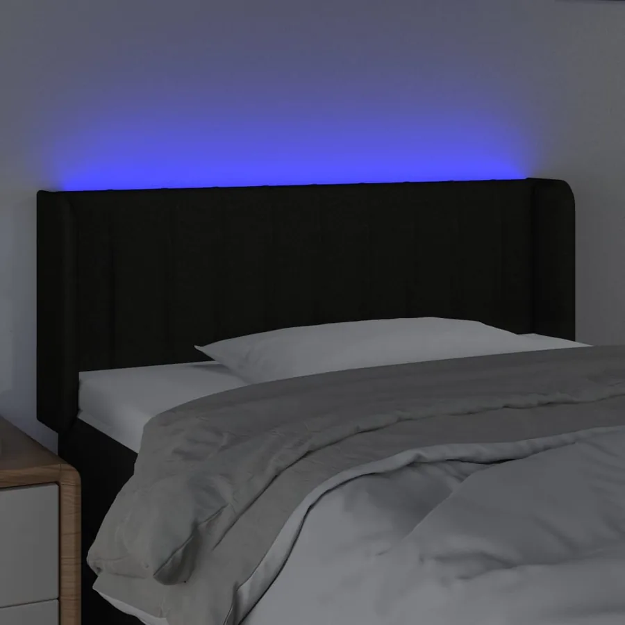 Tête de lit à LED Noir 83x16x78/88 cm Tissu - 4
