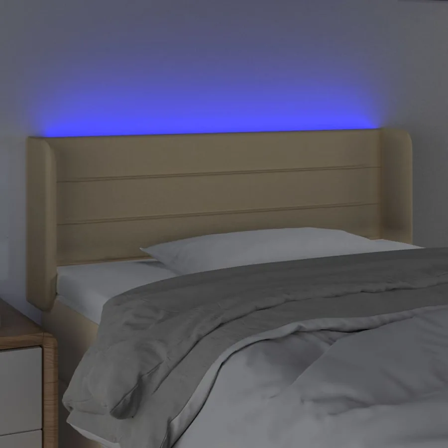 Tête de lit à LED Crème 93x16x78/88 cm Tissu - 4