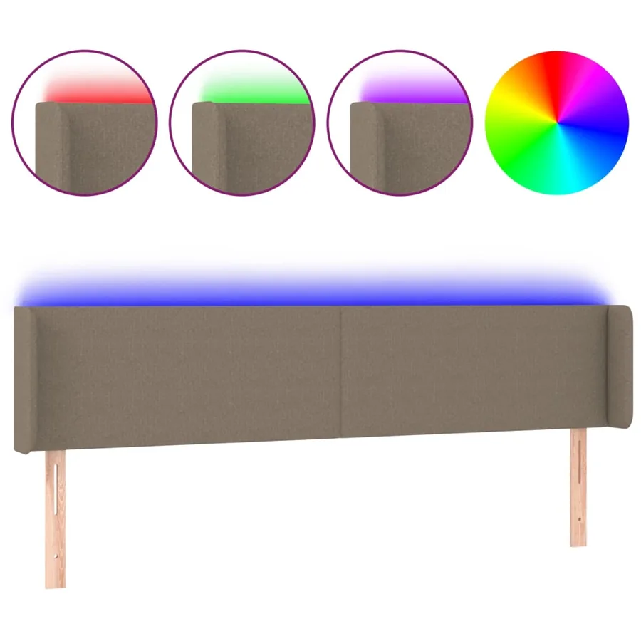 Tête de lit à LED Taupe 163x16x78/88 cm Tissu - 2