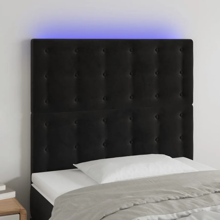 Tête de lit à LED Noir 90x5x118/128 cm Velours