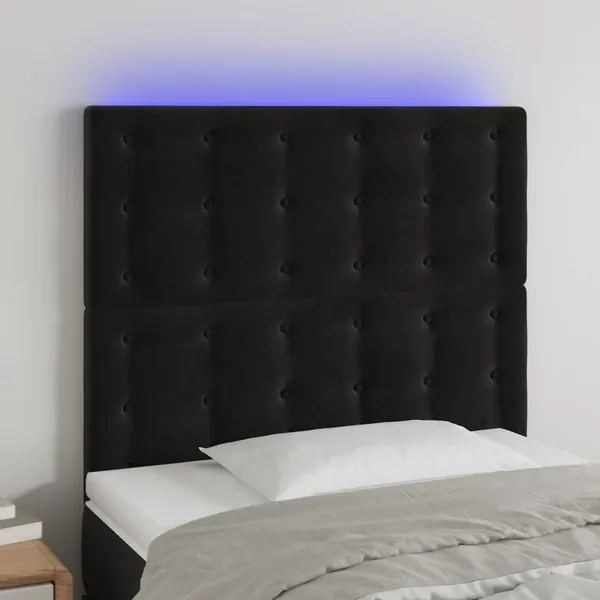 Tête de lit à LED Noir 90x5x118/128 cm Velours