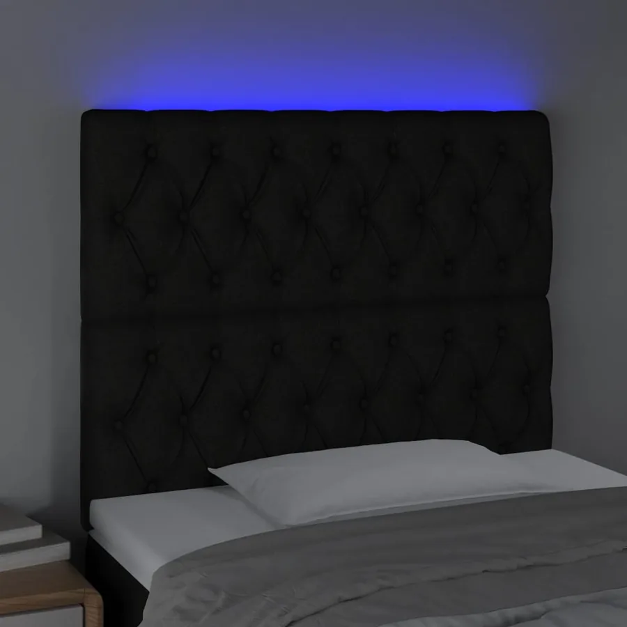 Tête de lit à LED Noir 100x7x118/128 cm Tissu - 3