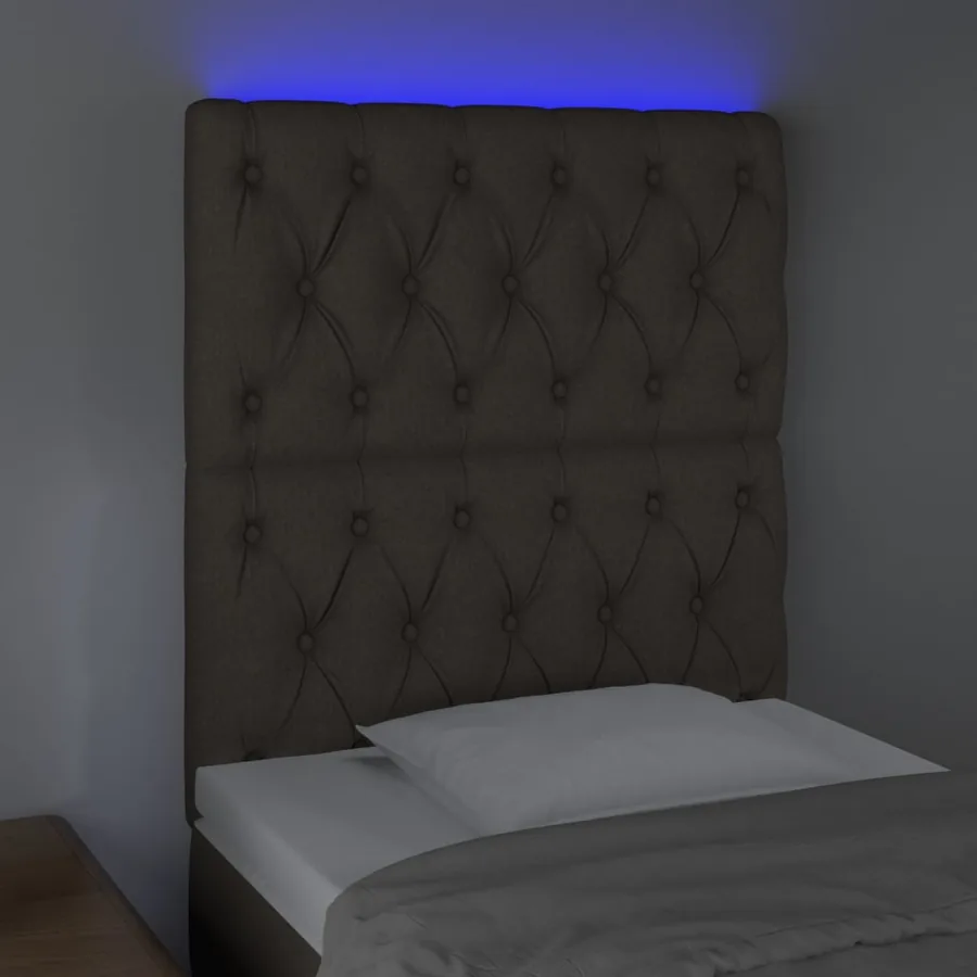 Tête de lit à LED Taupe 80x7x118/128 cm Tissu - 3
