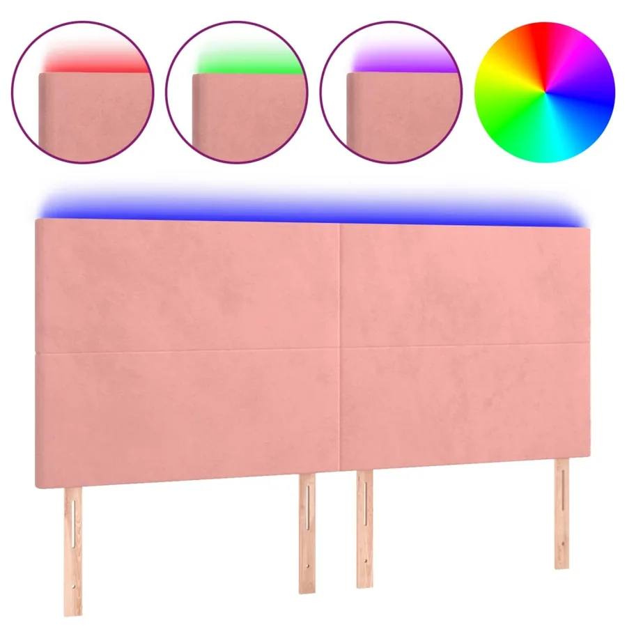 Tête de lit à LED Rose 200x5x118/128 cm Velours - 2