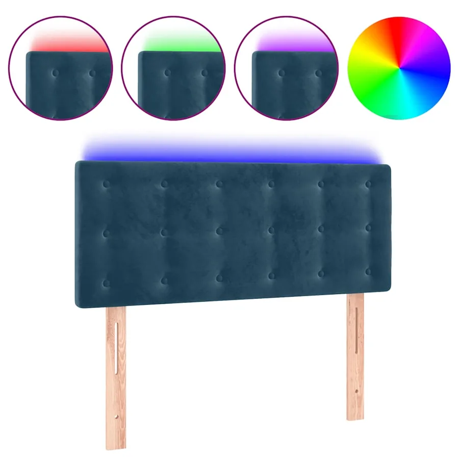 Tête de lit à LED Bleu foncé 80x5x78/88 cm Velours - 2
