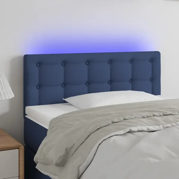 Tête de lit à LED Bleu 100x5x78/88 cm Tissu