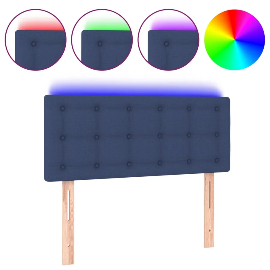 Tête de lit à LED Bleu 100x5x78/88 cm Tissu - 2