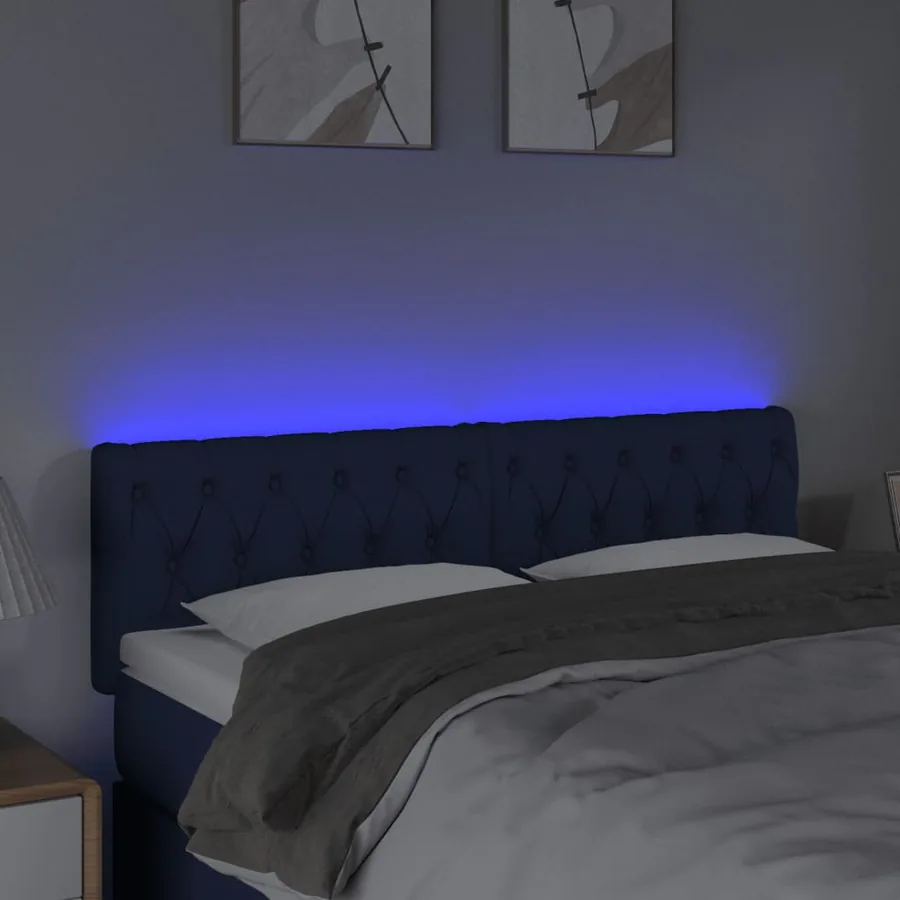 Tête de lit à LED Bleu 144x7x78/88 cm Tissu - 3