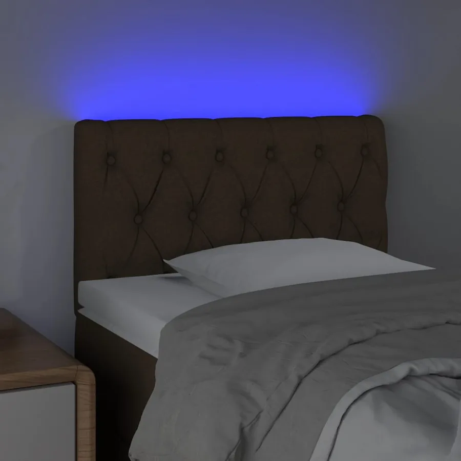 Tête de lit à LED Marron foncé 80x7x78/88 cm Tissu - 3