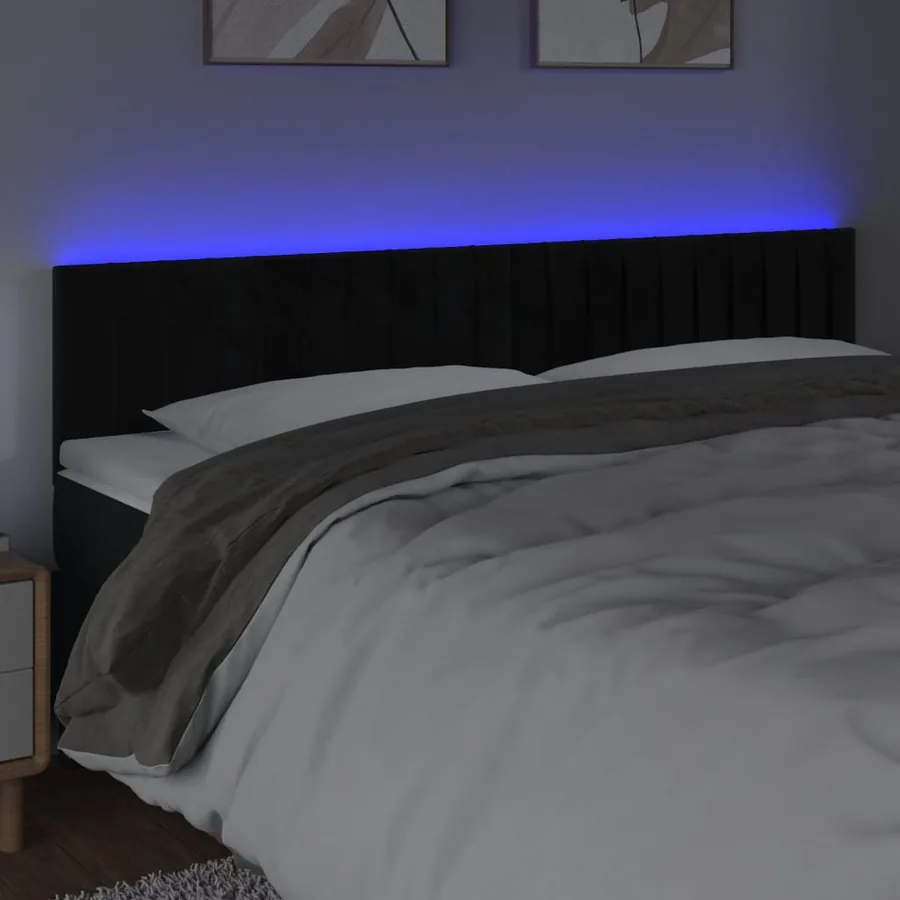 Tête de lit à LED Noir 180x5x78/88 cm Velours - 3