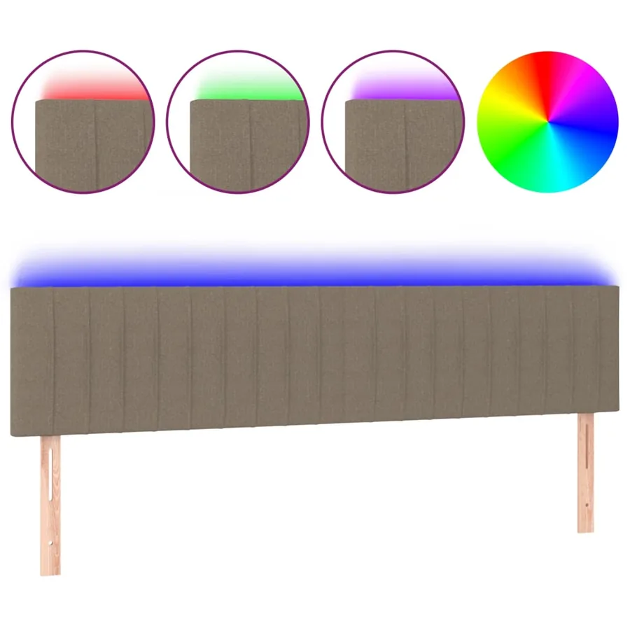 Tête de lit à LED Taupe 200x5x78/88 cm Tissu - 2
