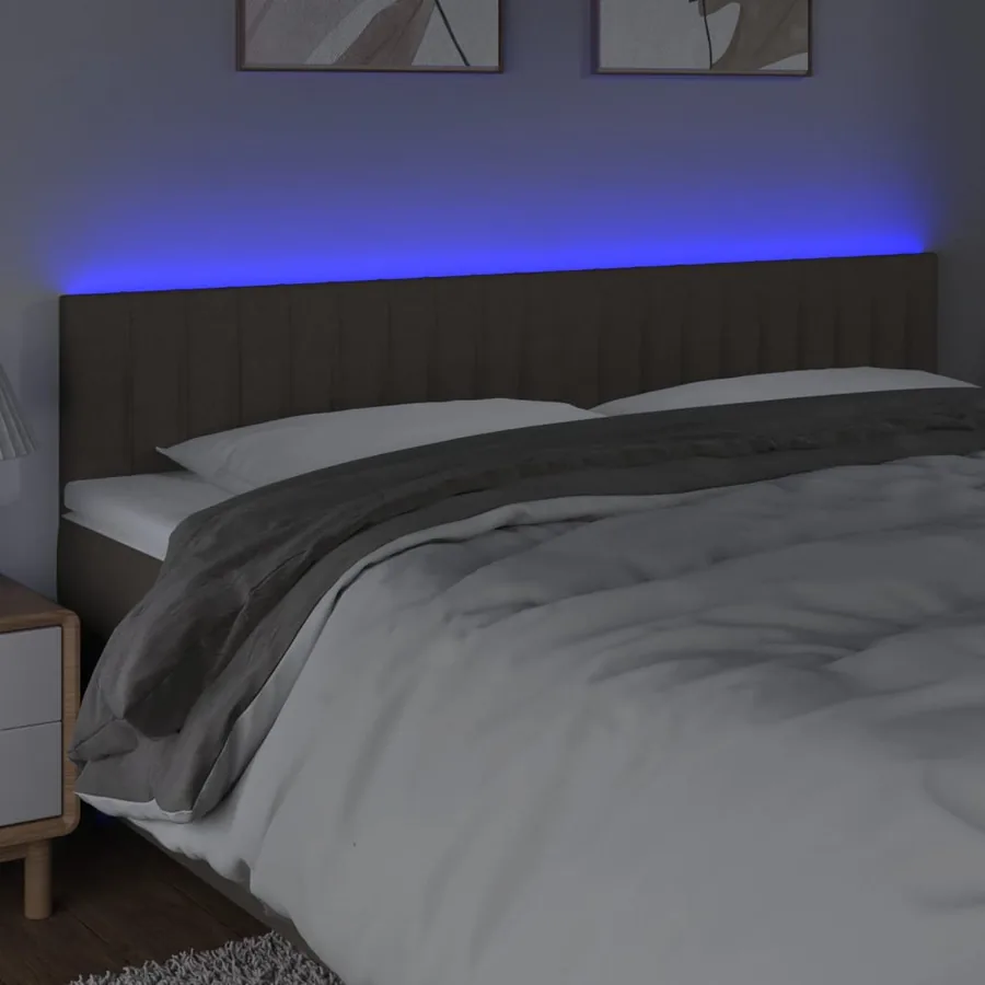 Tête de lit à LED Taupe 200x5x78/88 cm Tissu - 3