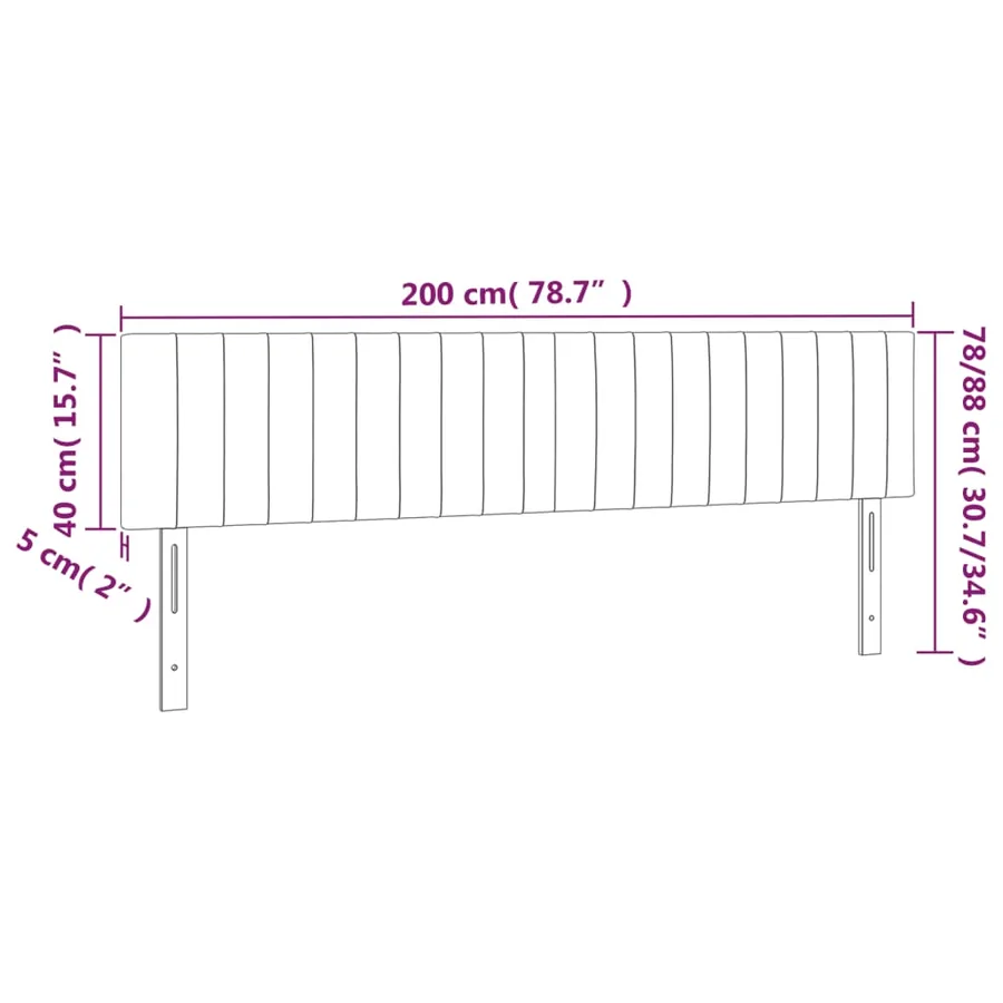 Tête de lit à LED Taupe 200x5x78/88 cm Tissu - 6