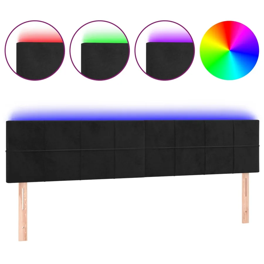 Tête de lit à LED Noir 160x5x78/88 cm Velours - 2