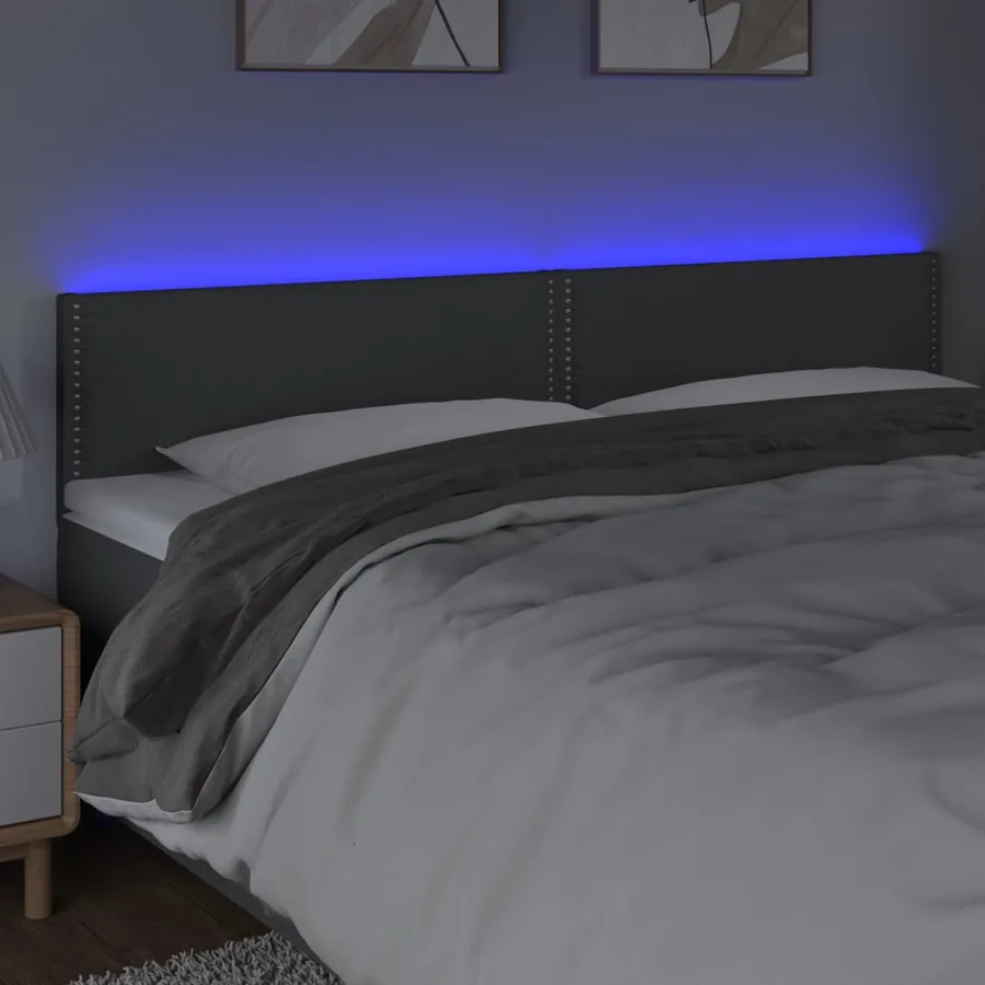 Tête de lit à LED Gris foncé 200x5x78/88 cm Tissu - 3