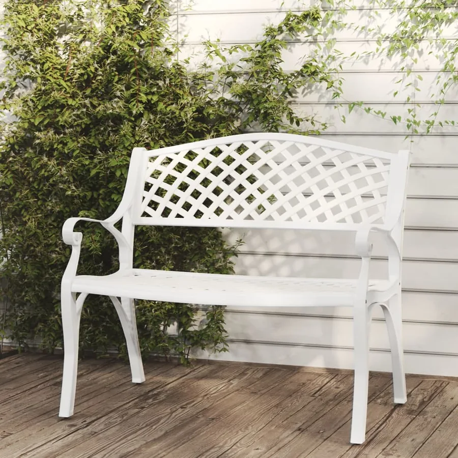 Banc de jardin 102 cm aluminium coulé blanc