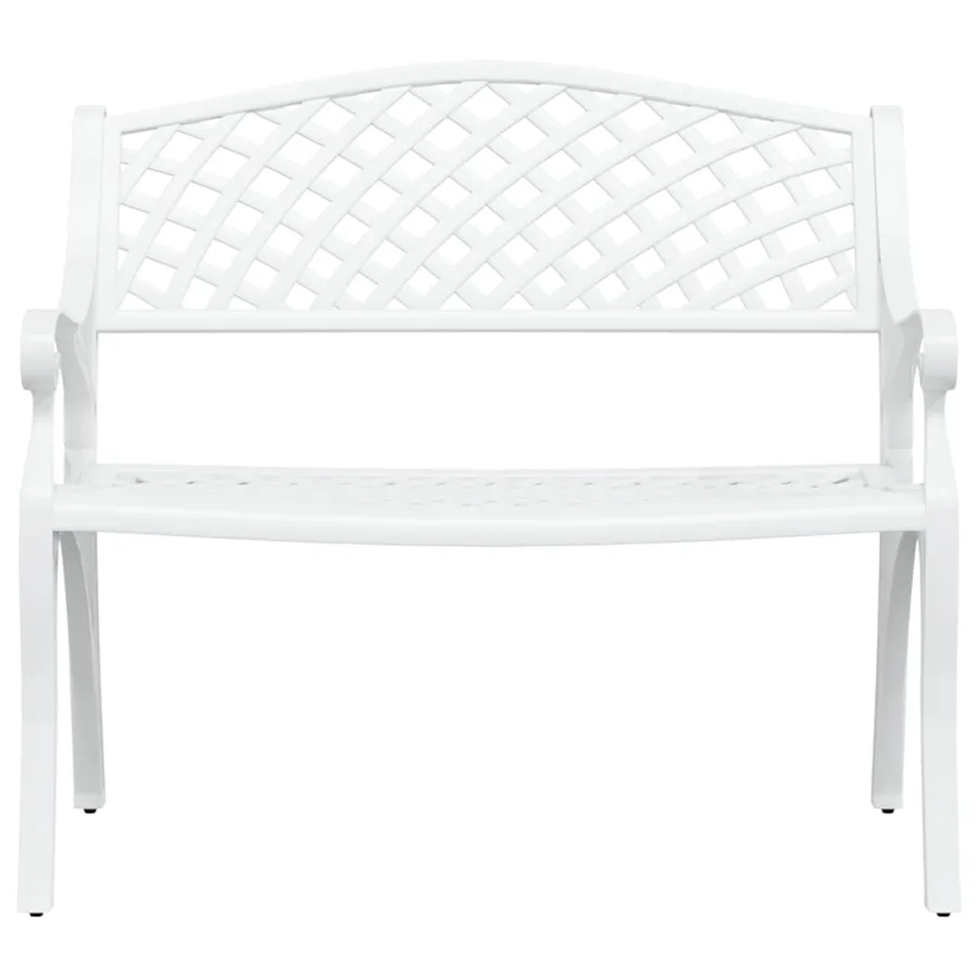 Banc de jardin 102 cm aluminium coulé blanc - 3