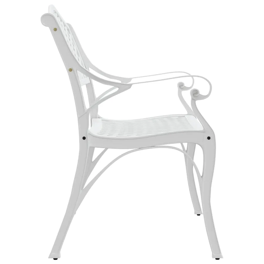 Banc de jardin 102 cm aluminium coulé blanc - 4