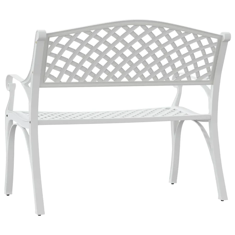 Banc de jardin 102 cm aluminium coulé blanc - 5