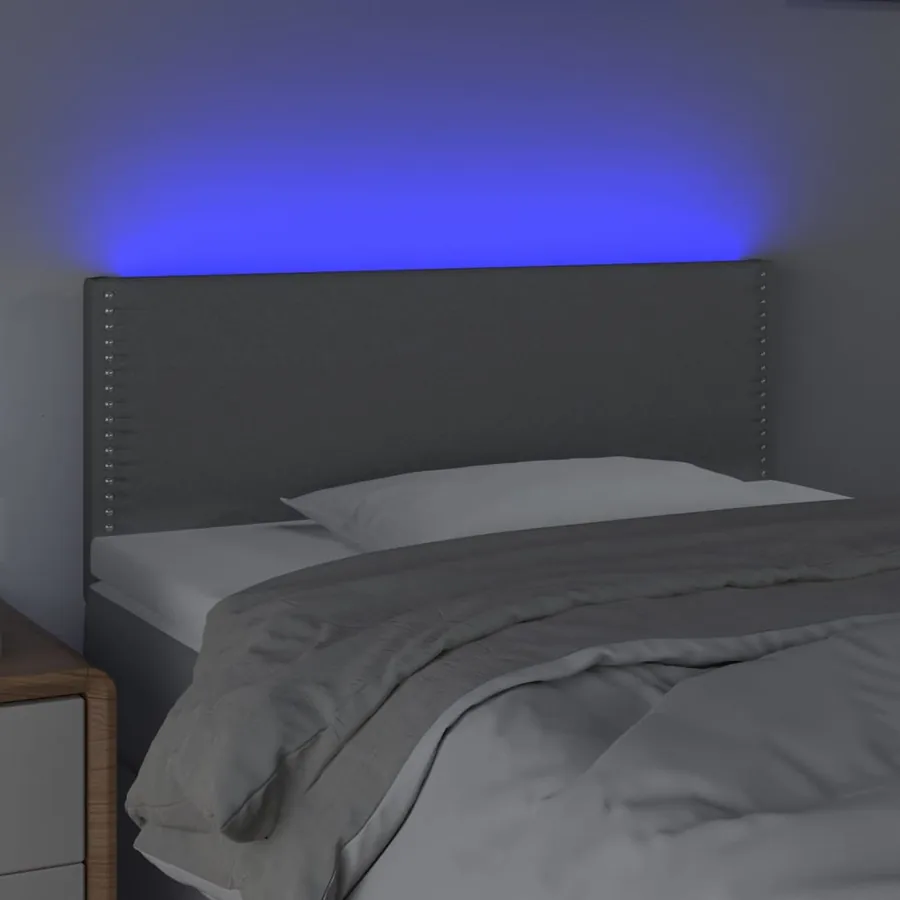 Tête de lit à LED Gris clair 100x5x78/88 cm Tissu - 3
